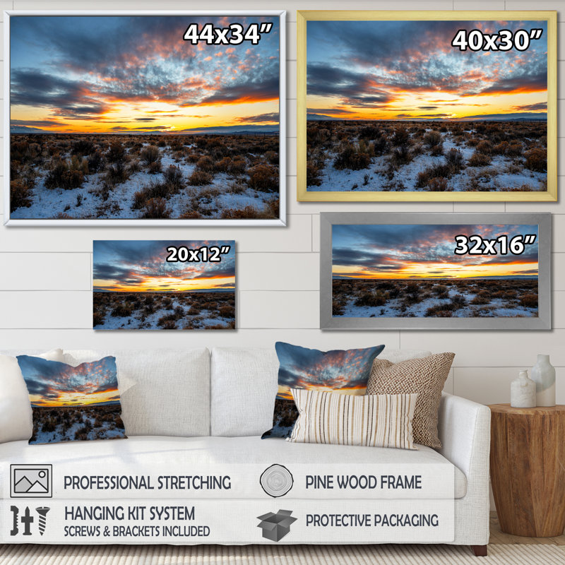 Winter Shrublands On Arkansas Desert sur toile, H 34 po x l 44 po x P 1,5 po, Cadre naturel flottant
