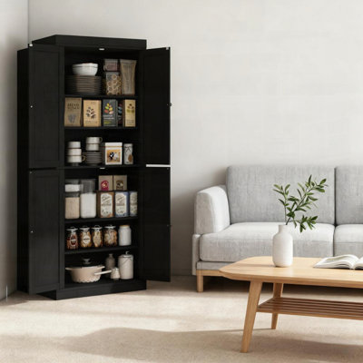 Garde-manger autoportant de style nordique avec portes et tablettes