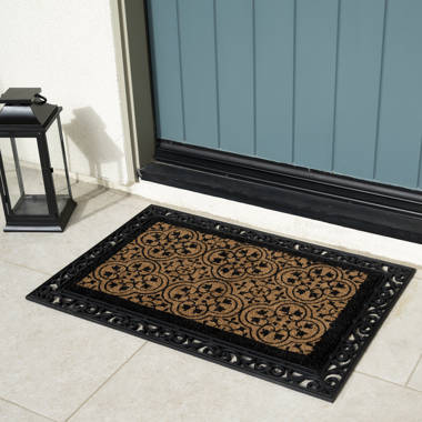 Welcome Coir Doormat with Scroll Border - 24 x 36