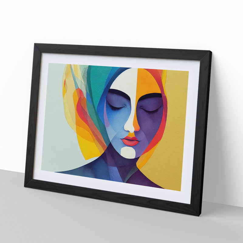 Watercolour Woman Vol.2 Abstract - Single Picture Frame Print, Black, 46cm H x 64cm W