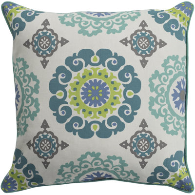 Technicolor Cotton Floral Throw Pillow