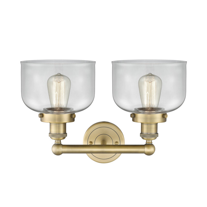 Éclairage pour meuble-lavabo à 2 lumières à intensité variable Arlester, Transparent, Laiton brossé