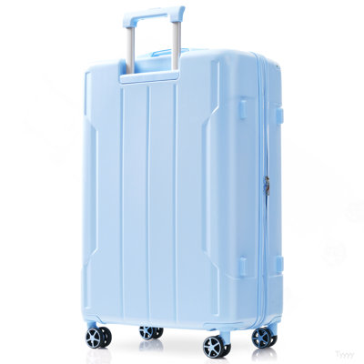 Valise rigide, valises légères et durables en ABS avec roues doubles, bagage à carreaux extensible de 28 pouces (bleu ciel)