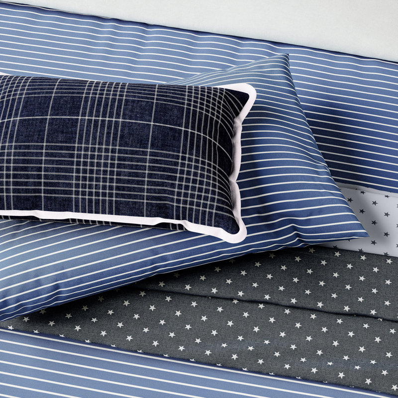 Breton Stripe Modern & Contemporary Duvet Cover Set, Blue/White, Kingsize - 2 Standard Pillowcases