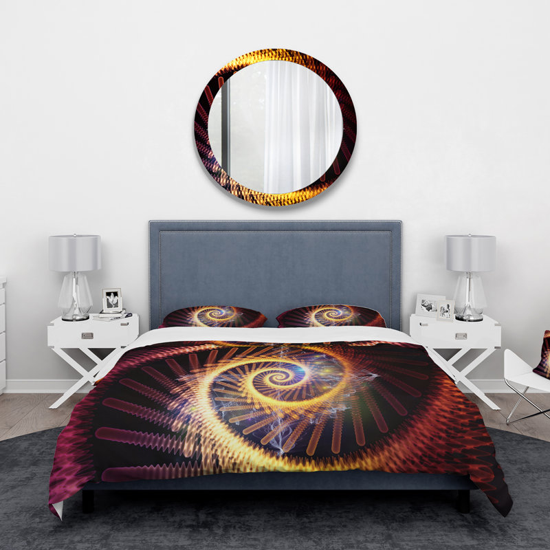 Ensemble de housse de couette moderne Spiral, Housse de couette pour grand lit + 2 taies décora