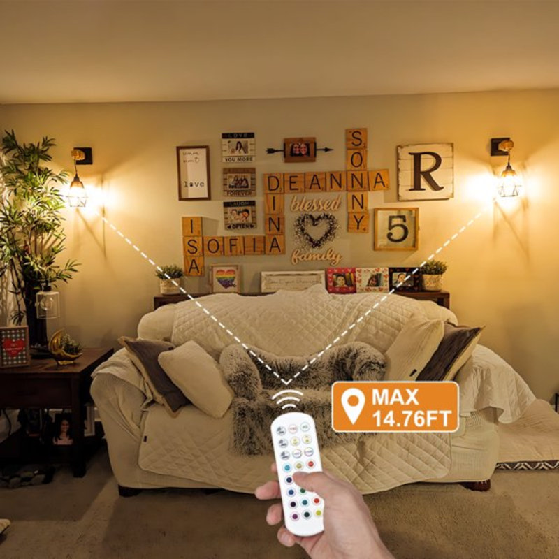 Applique murale sans fil avec télécommande RVB