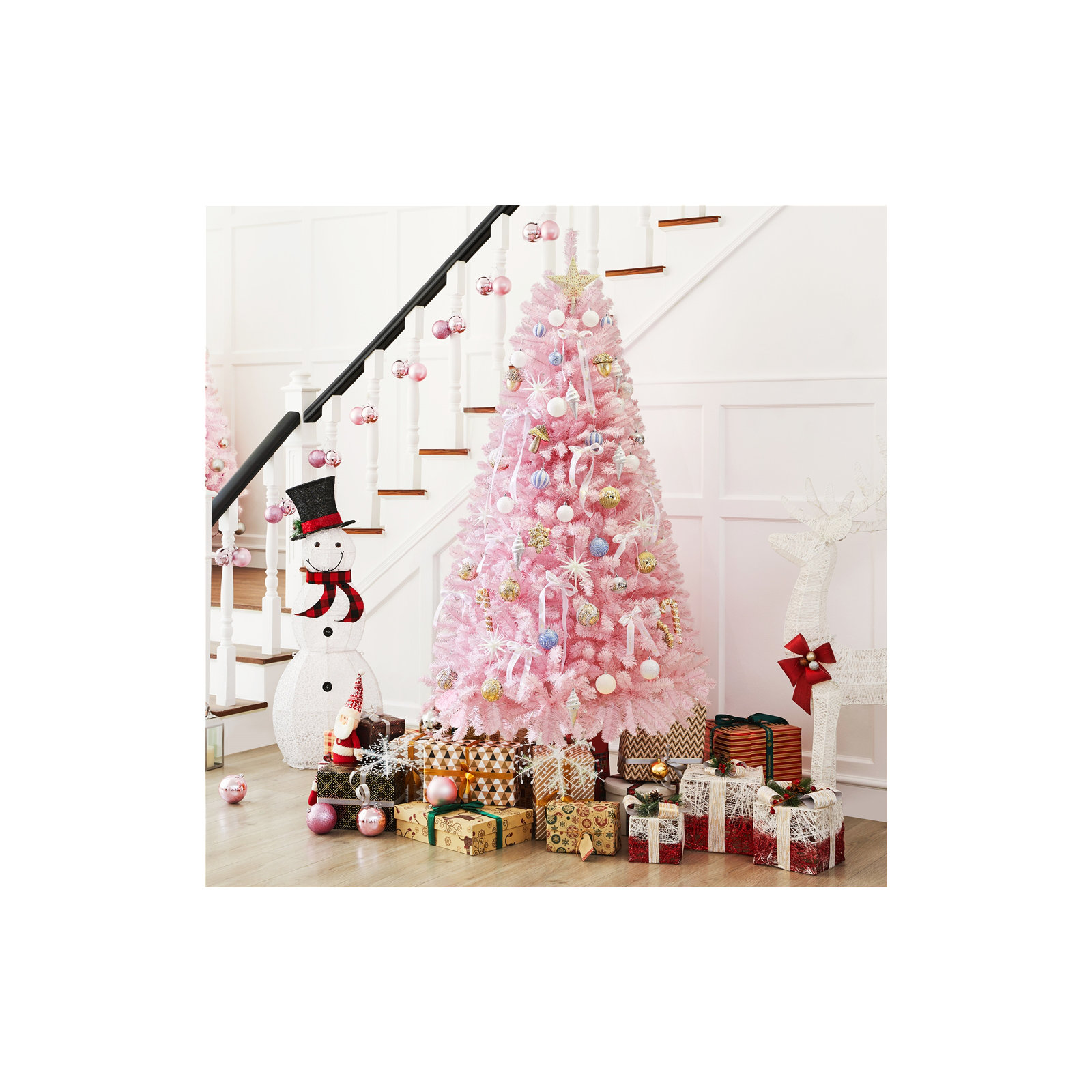 Pre-Lit Fir Artificial Christmas Tree, 6'