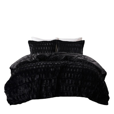 Plush Reversible Faux Fur Comforter Set