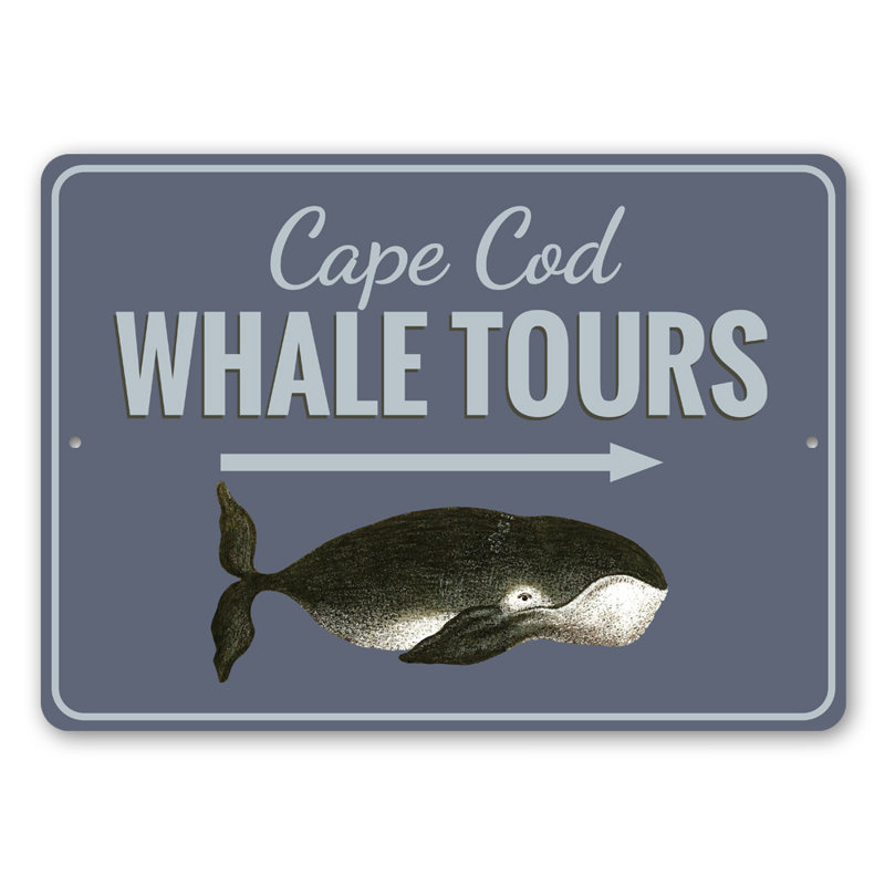 Panneau en aluminium Cape Cod Whale Tours, H 12 po x l 18 po x P 0,06 po