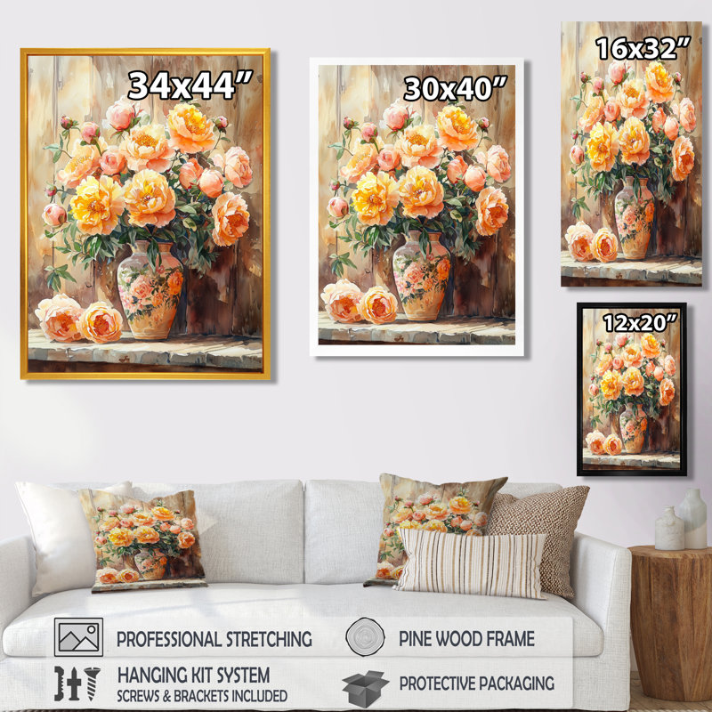Carson - art mural floral, Noir, noir, noir, noir, H 20 po x l 12 po, Reproduction encadrée d'une seule photo