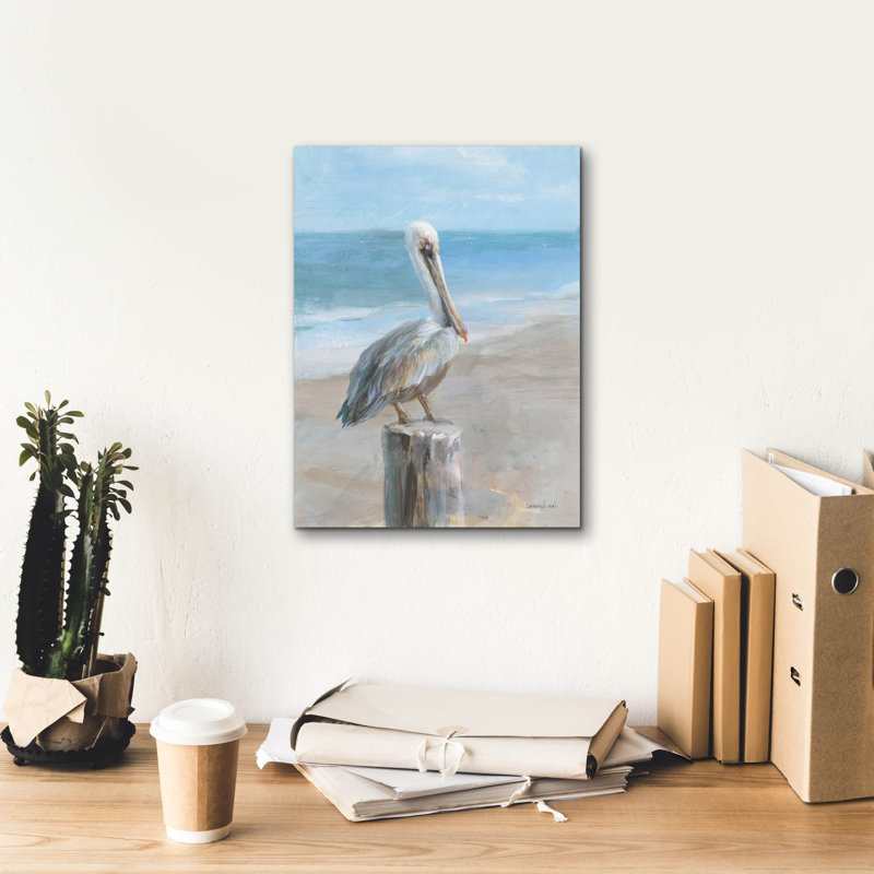 «Pelican By The Sea» par Danhui Nai, art mural sur toile, H 16 pi x l 12 pi