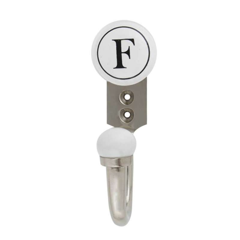 Letter F Ceramic Wall Hook