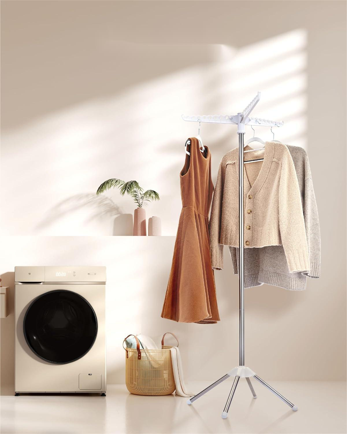 Novond Laundry Drying Rack Indoor with Rotating Clothes Rail for 27 ...