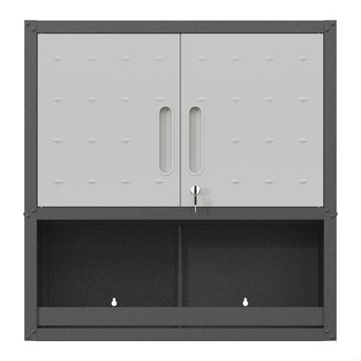 Metal Wall-Mounted Tool Storage Cabinet With Locking Door And 1 Shelf 1 Opened Drawer