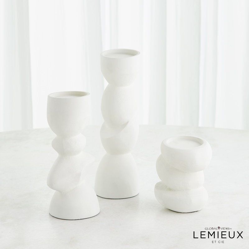 Pradier Candle Holder-White-Med