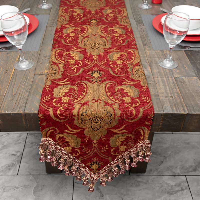 Elva Polyester Rectangle Table Runner, 72" L x 13" W, Red