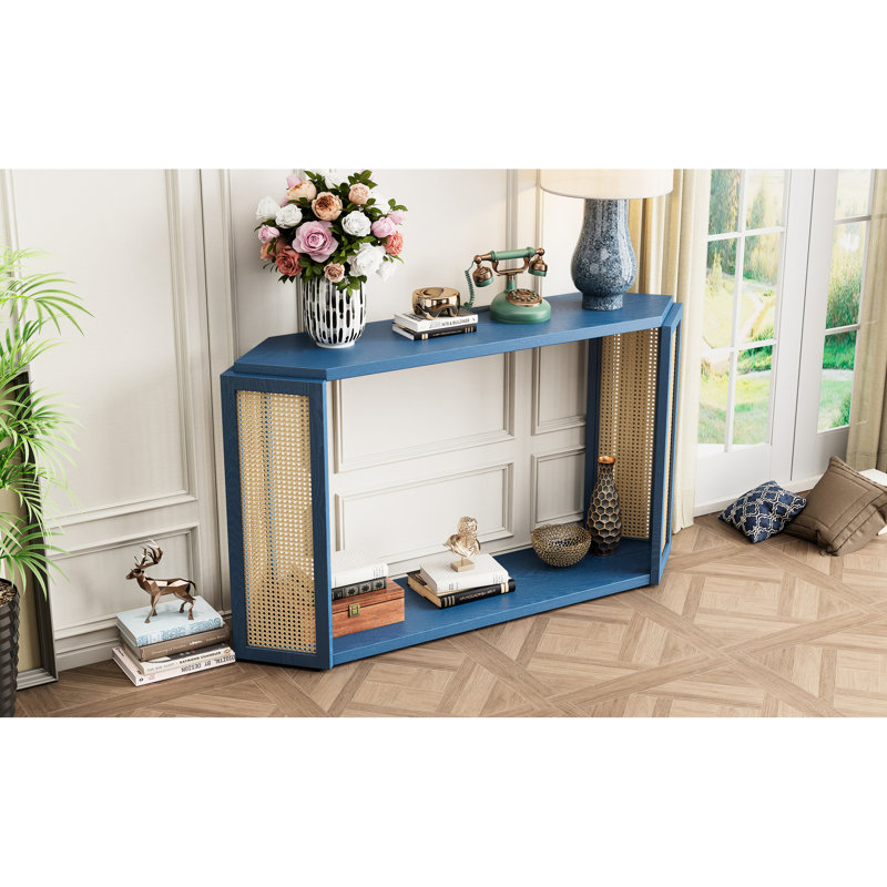 Console avec plateau solide, pour le salon et l'entrée, construction d'écurie bleue antique, couloir, Bleu antique