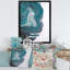 Liquide, turquoise, bleu et marbre blanc Art I - peinture sur toile-67386797-67386799