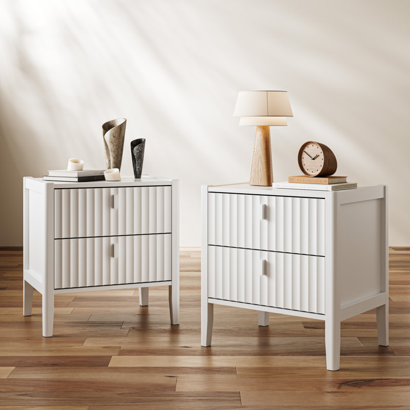 Nightstand With 2 Drawers (set Of 2), Black