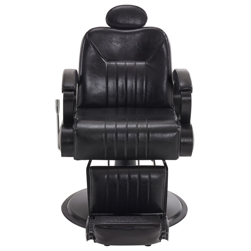 Fauteuil de coiffeur inclinable et pivotant Melat Vintage, Noir, noir, noir, noir