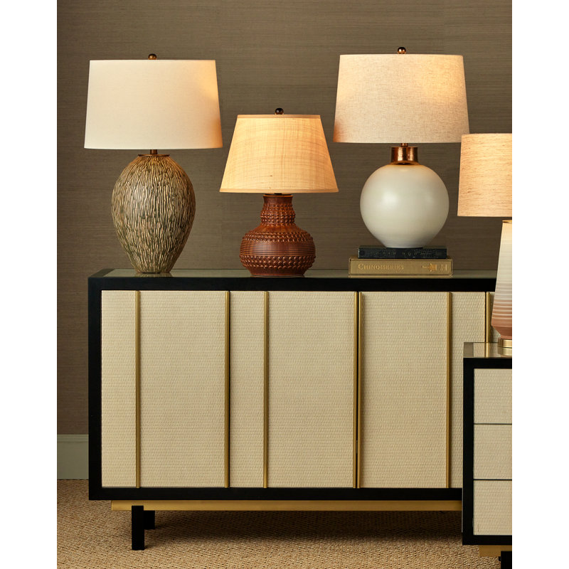 Olano Metallic Gold Natural Linen Table Lamp