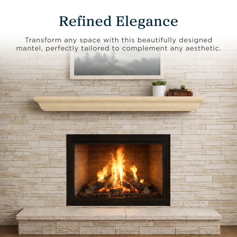 Colton Floating Wood Fireplace Mantel Shelf 72 in. - Crafted from Pine Wood - Traditional Design, 72" Length, Unfinished