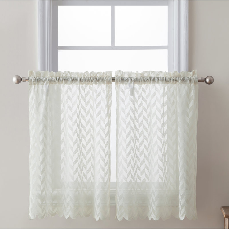 Machen Tailored Cafe Curtain, Beige, 30" W x 36" L