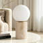 Lampe de table 11,5 po moderne en travertin naturel avec abat-jour en verre laiteux-942038138