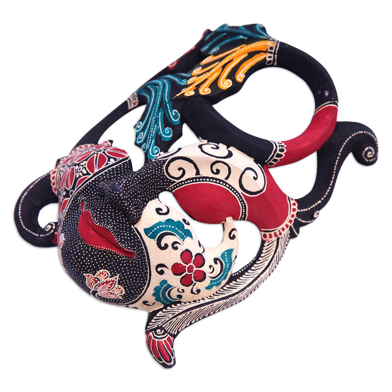 Masque en bois de batik fabriqué à la main Bungalow Rose