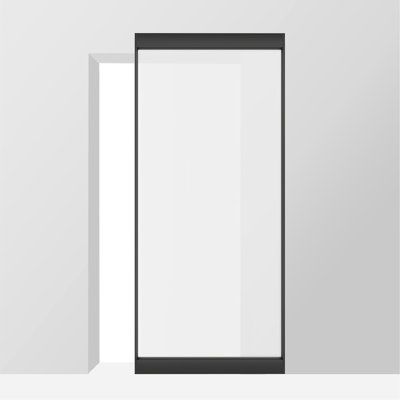 40 In. X 84 In. Frosted Glass Black Metal Frame Interior Sliding Barn Door With Hardware Kit Hidden Track System