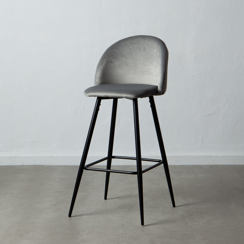 Carbajal Upholstered Counter Stool with Metal Frame, Grey