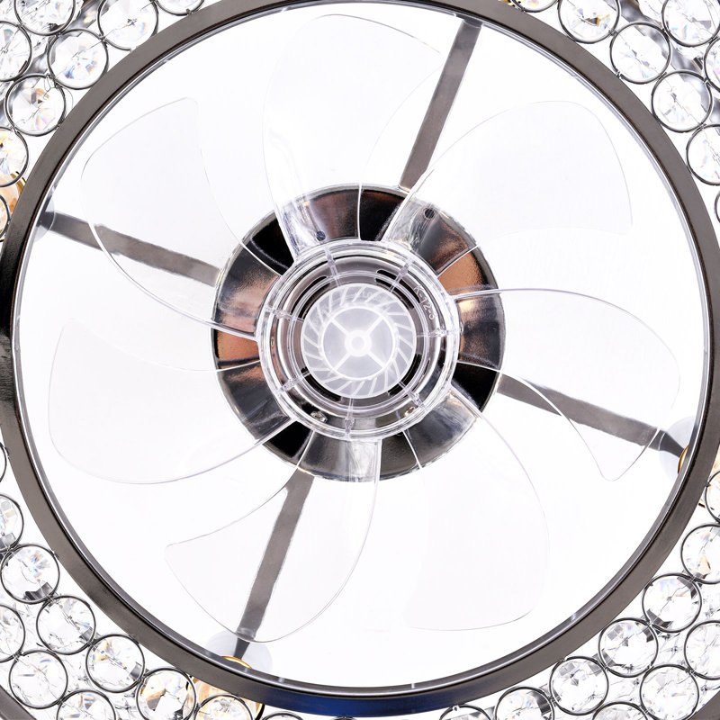 Berlon 18 Inch Modern Crystal Ceiling Fan with Remote Control Without Light Source E26x4