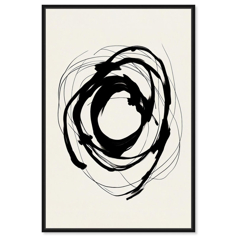Art mural moderne neutre sur toile The Atom par Art Remedy, H 16 po x l 11 po, Cadre noir
