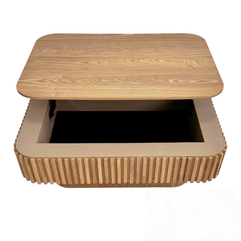 Plateau relevable avec rangement et hauteur ajustable, Naturel