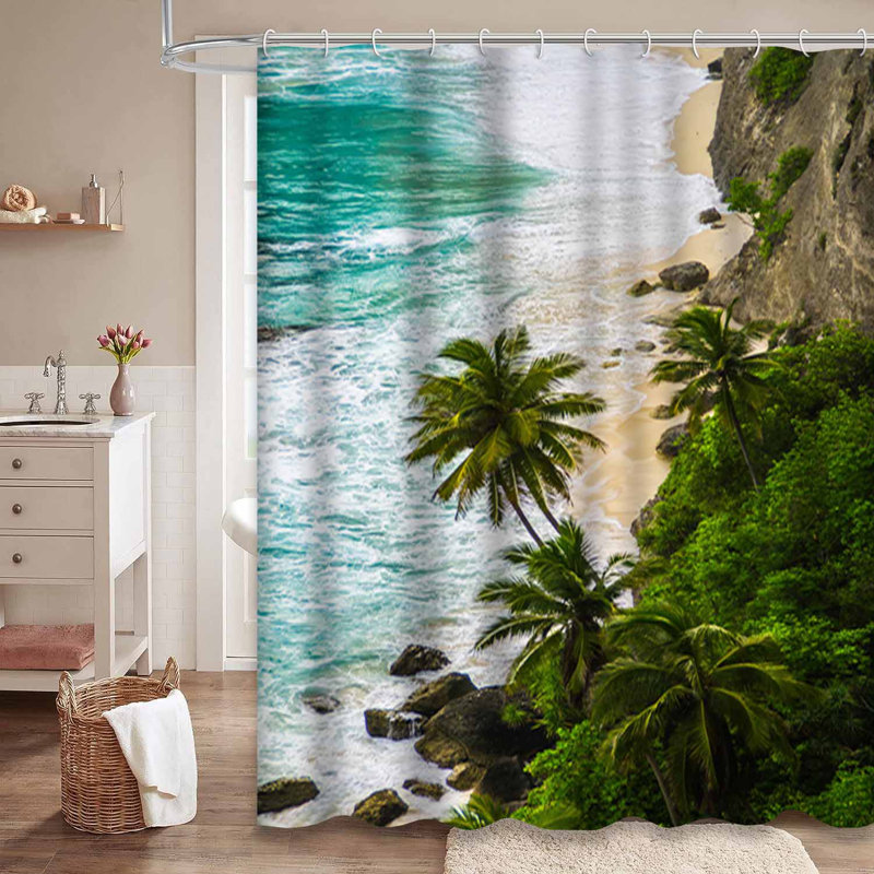 Rideau de douche Scenic Exotic Beach Island, L 72 po x l 72 po