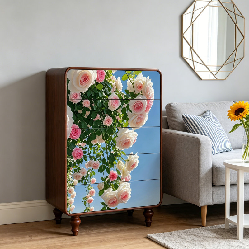 Solid Wood 5 Drawer Chest