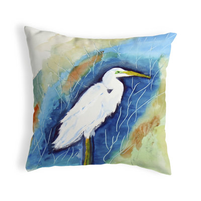  Housse et insert de coussin décoratif extérieur Great Egret Right