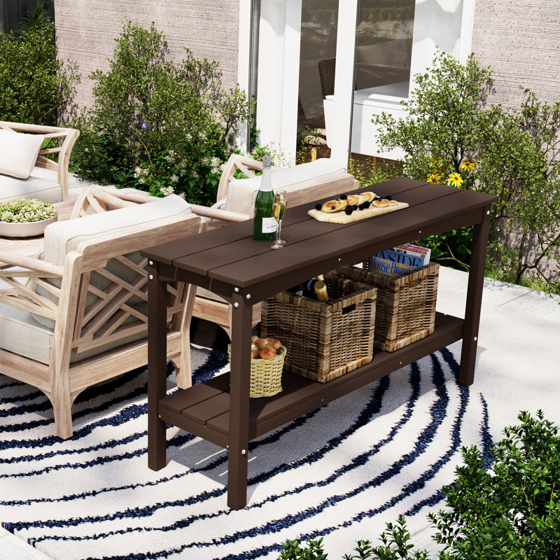 Armentha 55.5" W Outdoor Buffet Table, Dark Brown