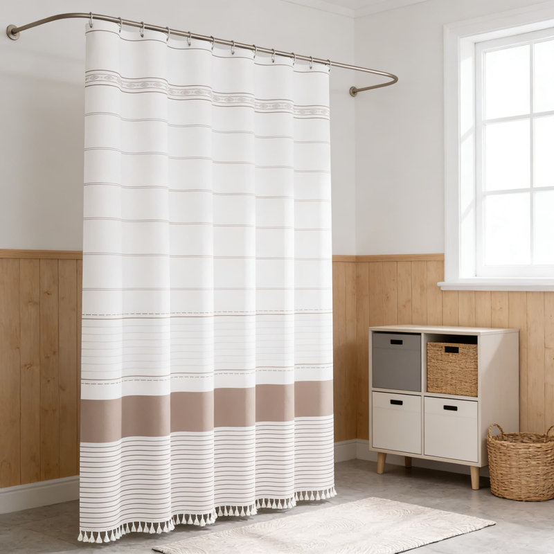 Ensemble de rideau de douche Boho Farmhouse, Beige