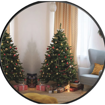 16" Black Round Bathroom Mirror - Hd Glass For Perfect Reflection, Rust- Frame, Shatterproof Applied 16 Inch 4Mm With Exactness, Rust Aluminum Alloy, Included