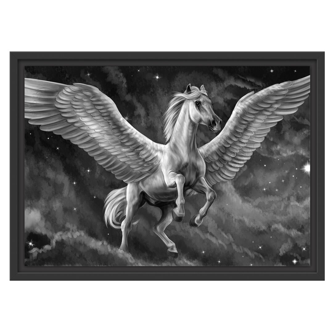 Gerahmtes Wandbild Pegasus mit Engelsflügel