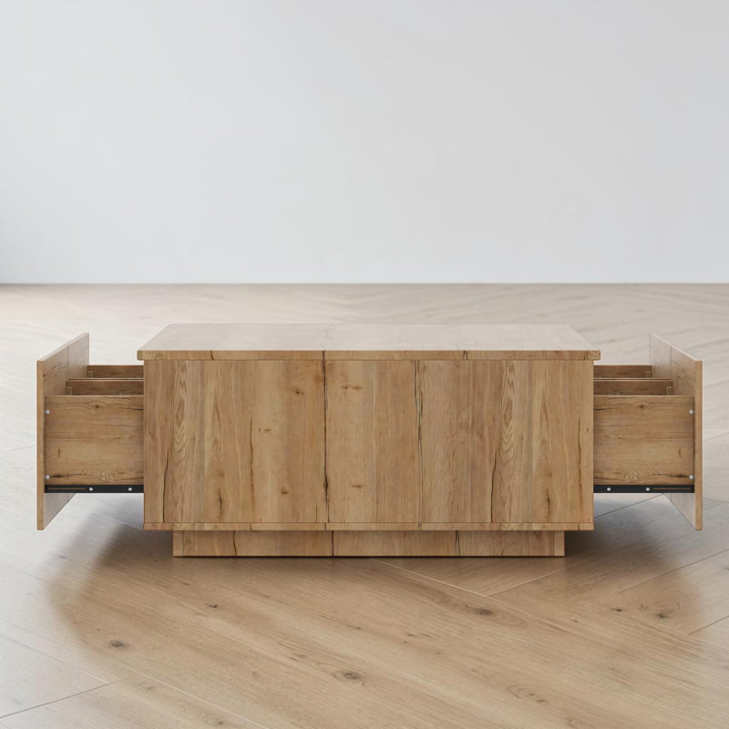 Table basse carrée 33,25 "avec 4 tiroirs, maison de campagne moderne, salon