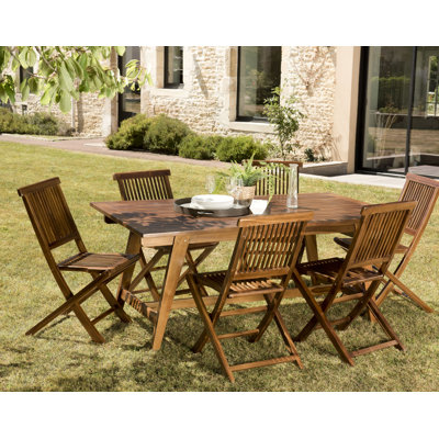 Lapham 6 - Person Teak Solid Wood Patio Dining Set Extendable Rectangular Table