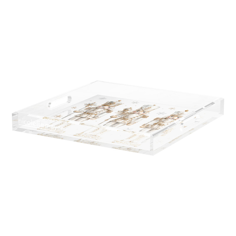 Plateau décoratif carré doré casse-noisette, L 18 po x P 18 po, Doré