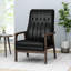 Chaise d'appoint Classy Mid-Century, noir mat, détails, base en bois d'hévéa robuste pour le salon-1612398844