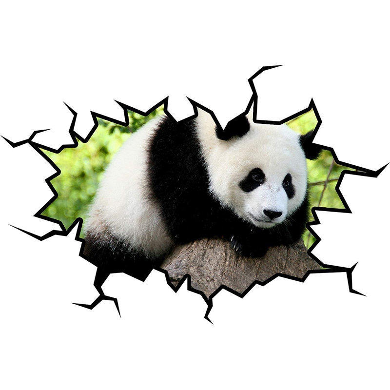 Décalcomanie murale trou ours panda, H 36 po x l 46 po x P 0,01 po
