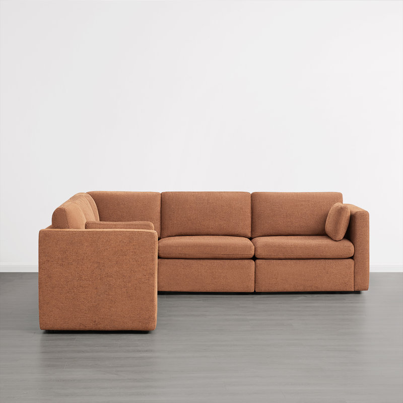 Winfree 5-Piece Upholstered Corner Sectional, Terracotta Twill
