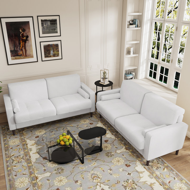 Carmelinda 157Cm Square Arms Sofa, Beige