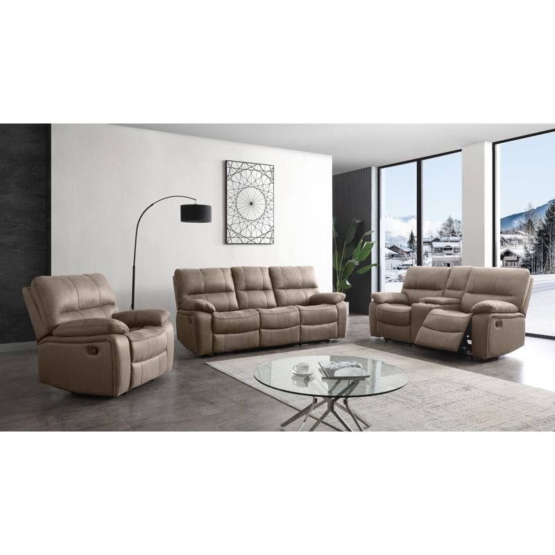 Ensemble de salon inclinable 3 pièces Drafton, Taupe