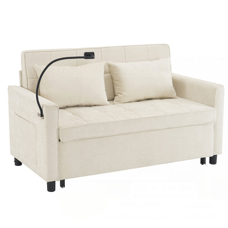 Loveseat Sofa Pull-Out Sofa Bed Sleeper Sofa, Beige